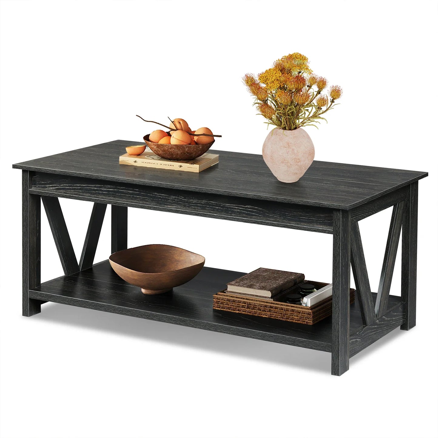 GALAXHERO Coffee Table Farmhouse Wood Center Table for Living Room Bedroom Office Balcony