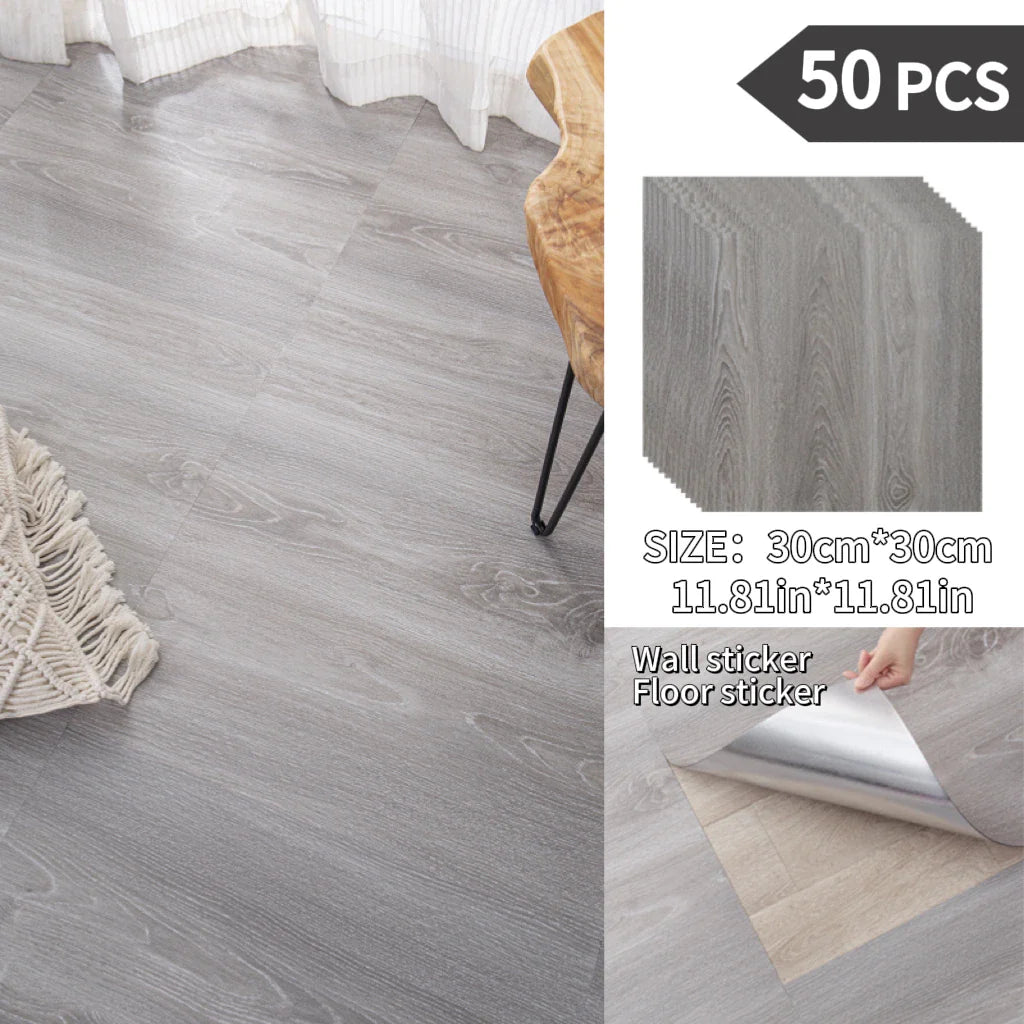 NINETAI Peel And Stick Floor Tile, 50pcs Vinyl Plank Wood Grain