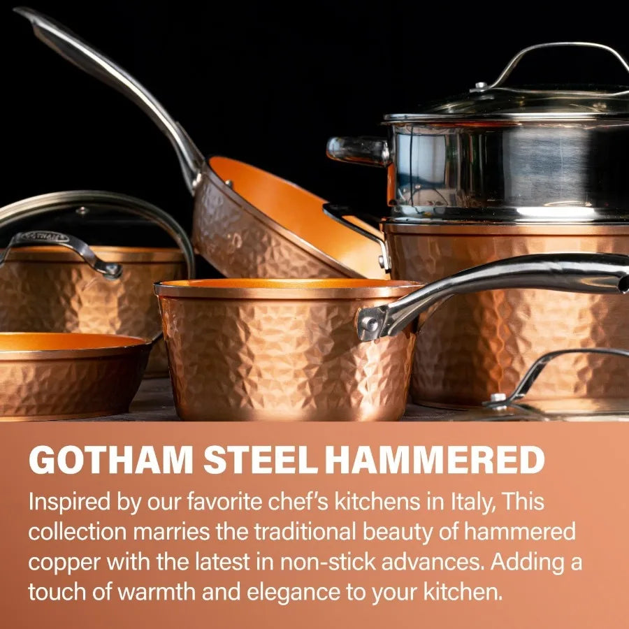 Hammered 15 Pc Ceramic Cookware Set