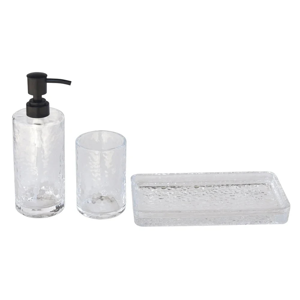 Hammered Glass Soap Pump Bottle Elegant Design