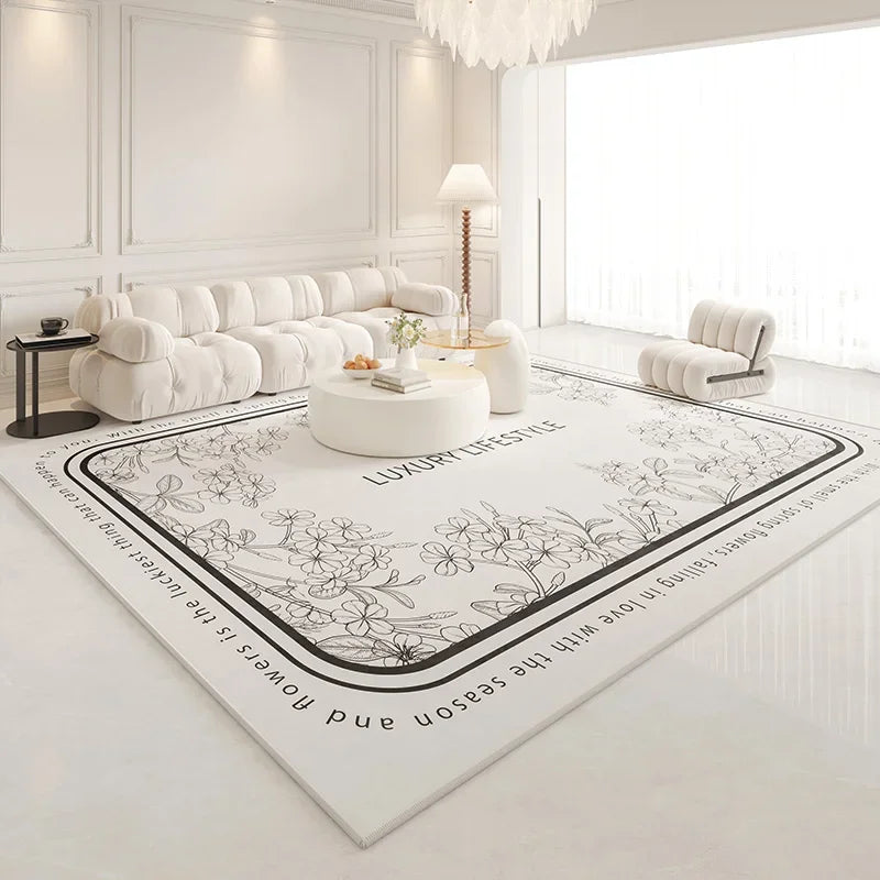 American Retro Carpets for Living Room Thick Decor Flower Pattern Carpet