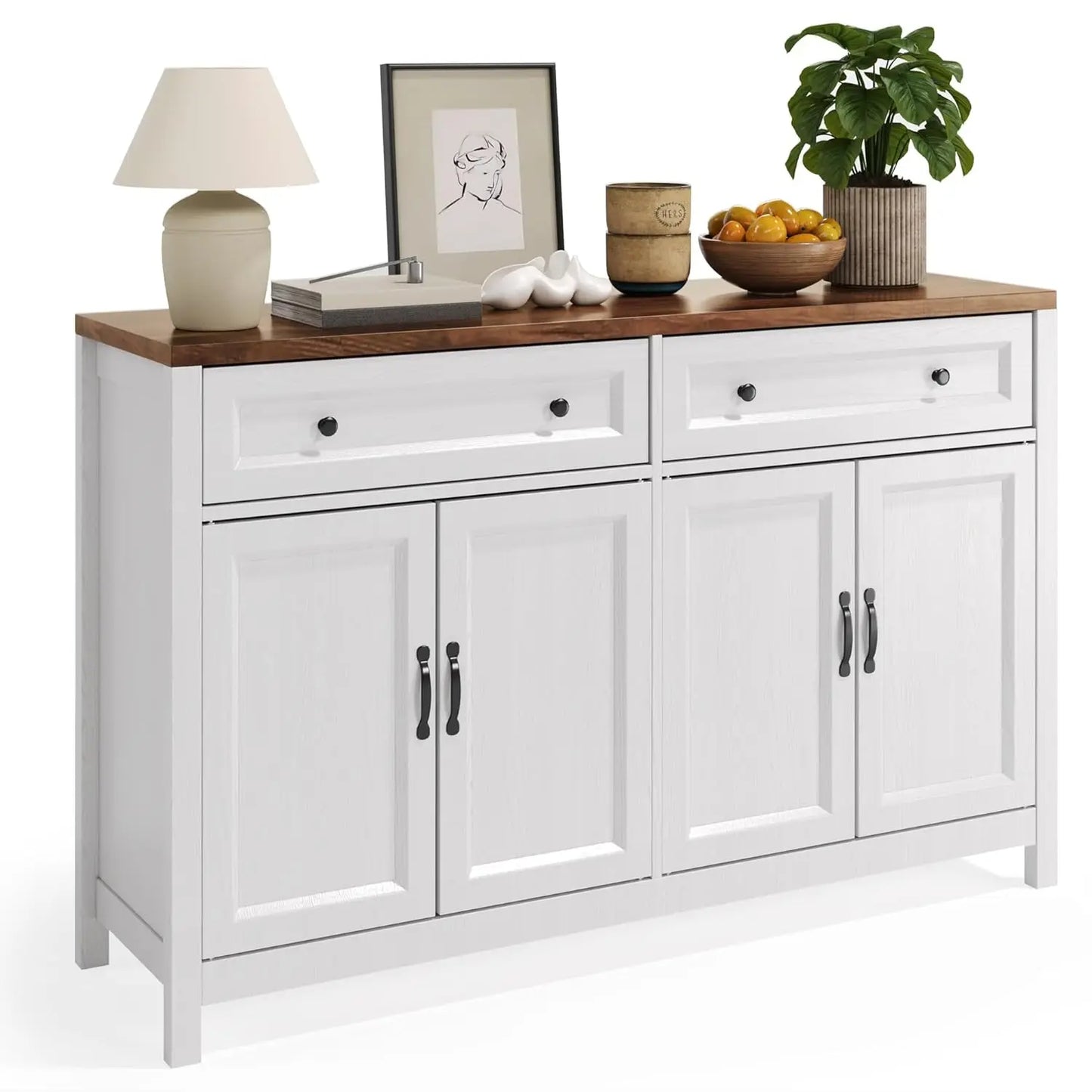 Farmhouse Kitchen Sideboard Buffet Cabinet with Storage, Wood Coffee Bar and Storage Sideboard