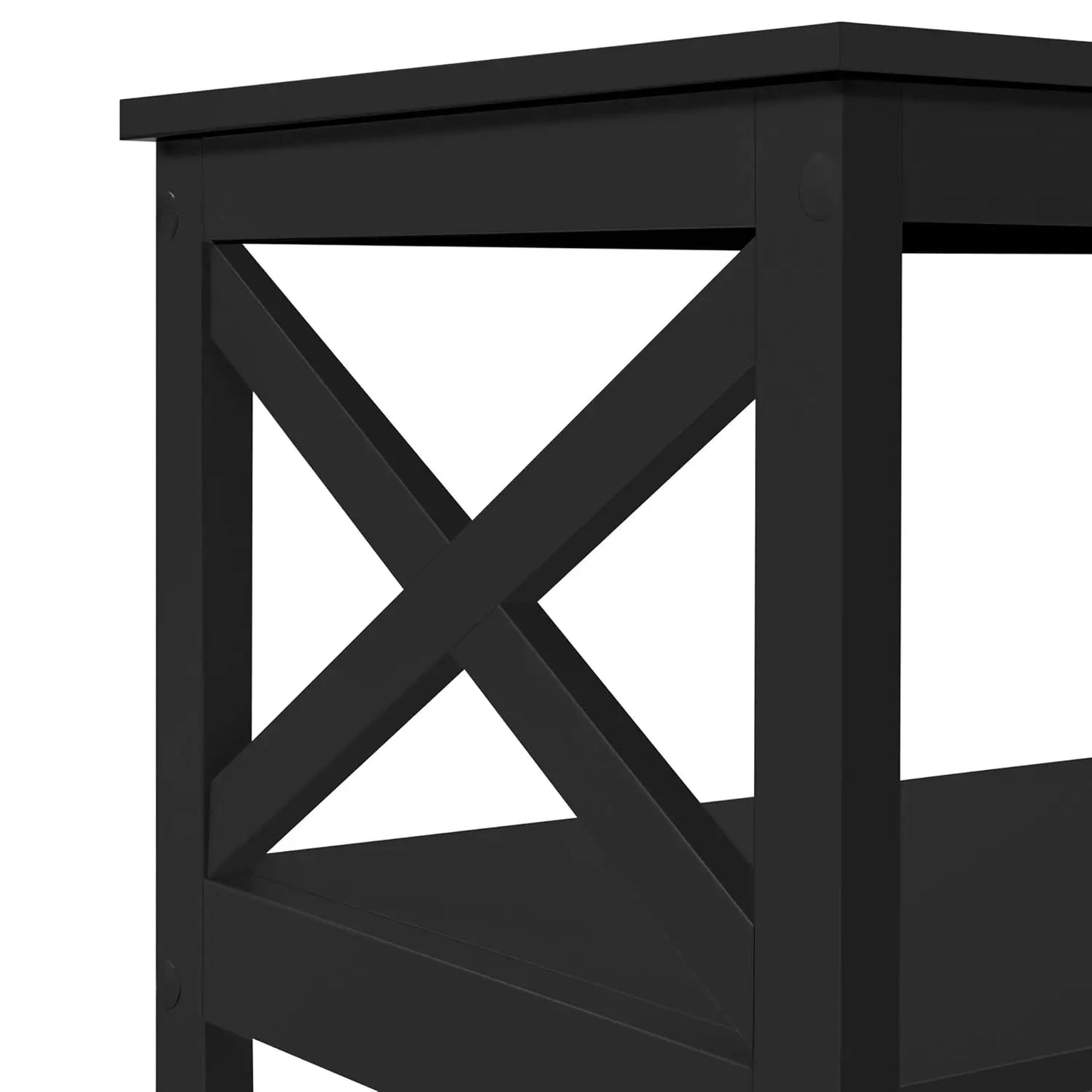 Wood 2-Tier Black Coffee Table with Storage Shelf for Living Room,