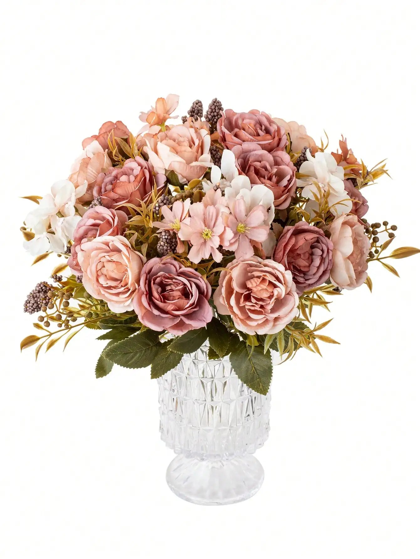 1 Bouquet Artificial Roses w/ Silk Balls Home Decor & Holiday