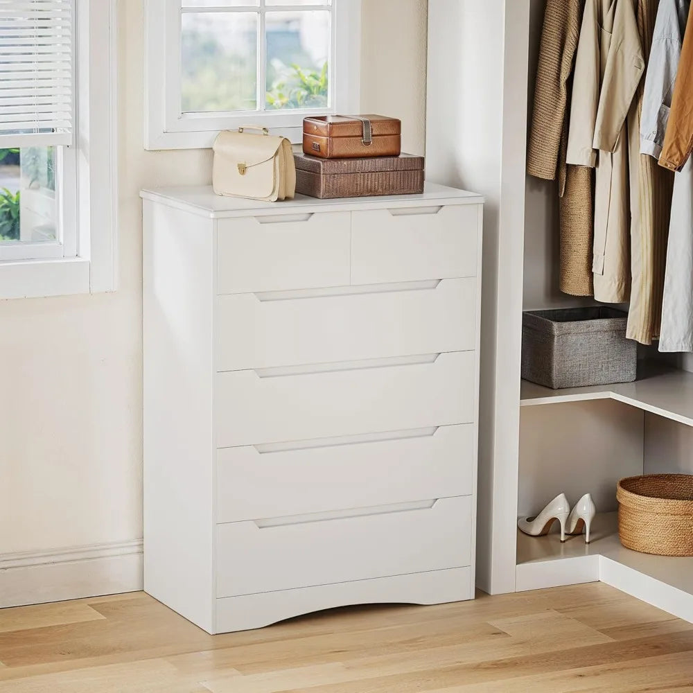 6 Drawer Dresser, Chest of Drawers for Bedroom, Tall Dresser
