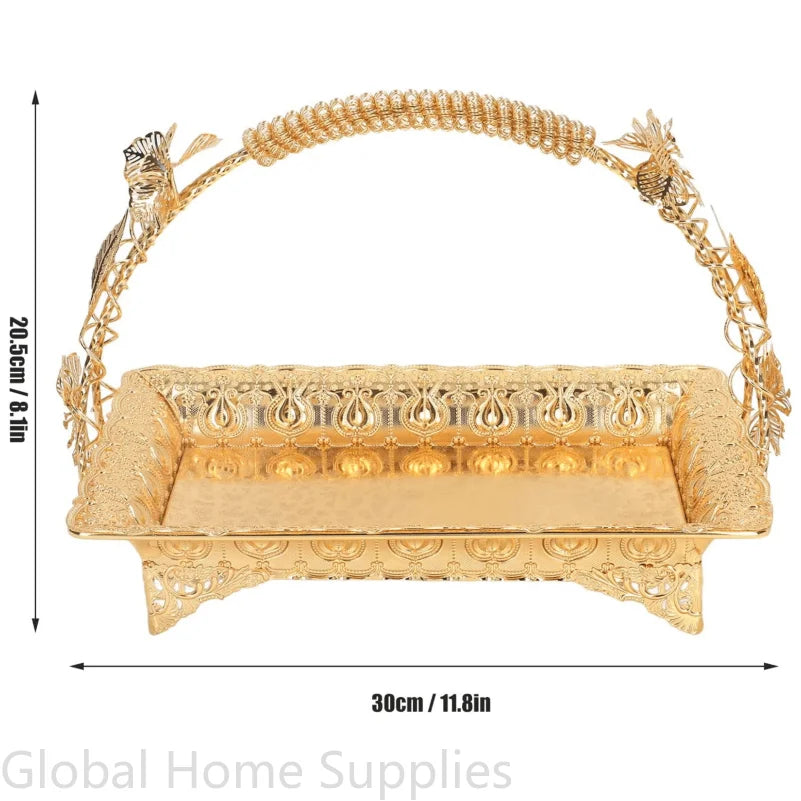 Gold Serving Tray Vintage European Style Tray with Handle
