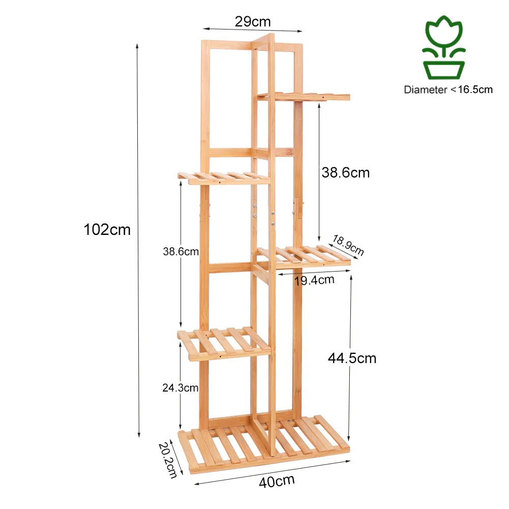 6/7 Pot Vertically Bamboo Flower Shelf Plant Stand