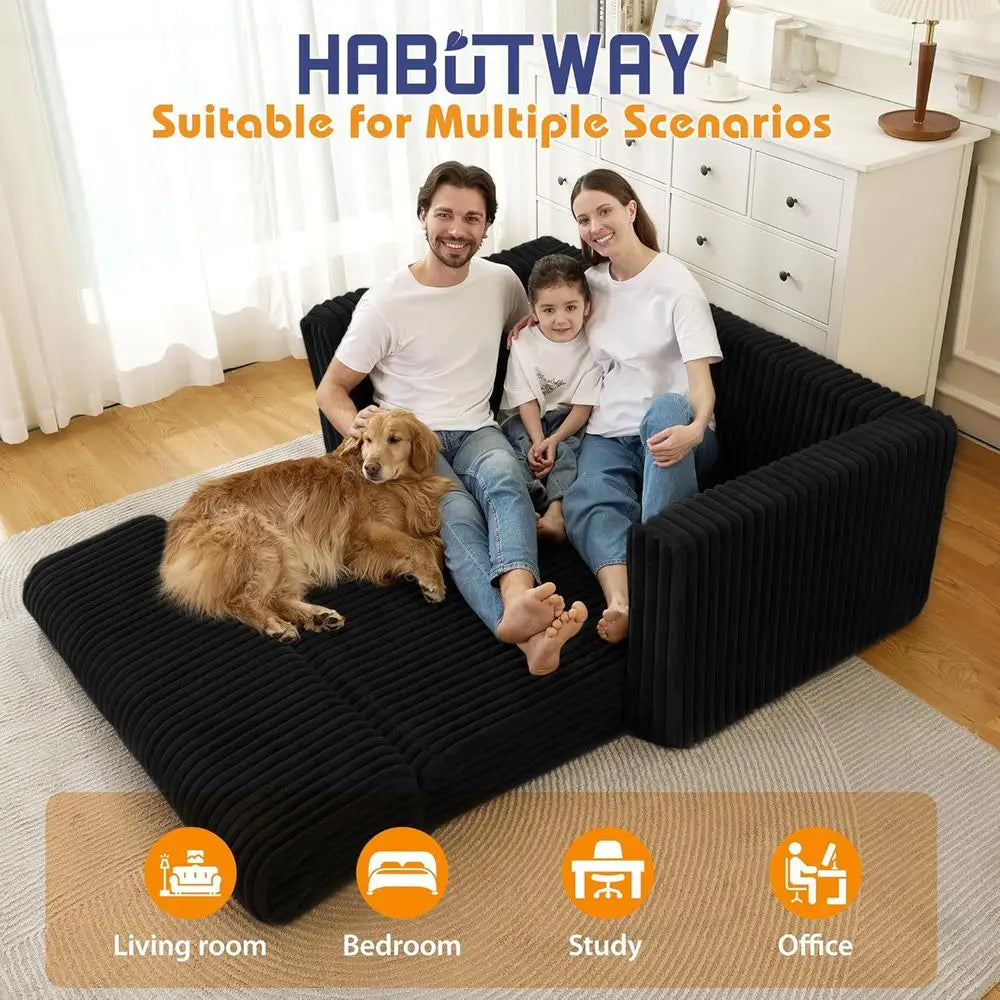 Convertible Sleeper Chair with Armrest, Portable Couch Bed for Living Room, Bedroom