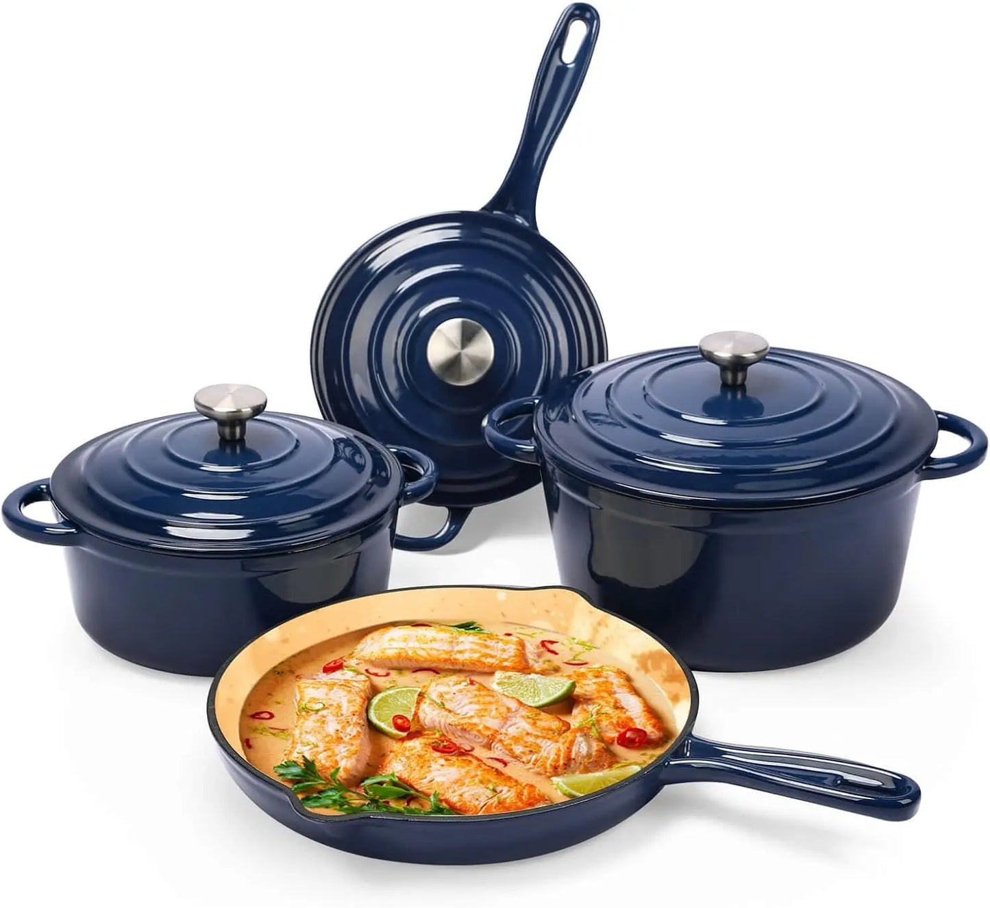 Cast Iron 7 Piece Enamel Cast Iron Set