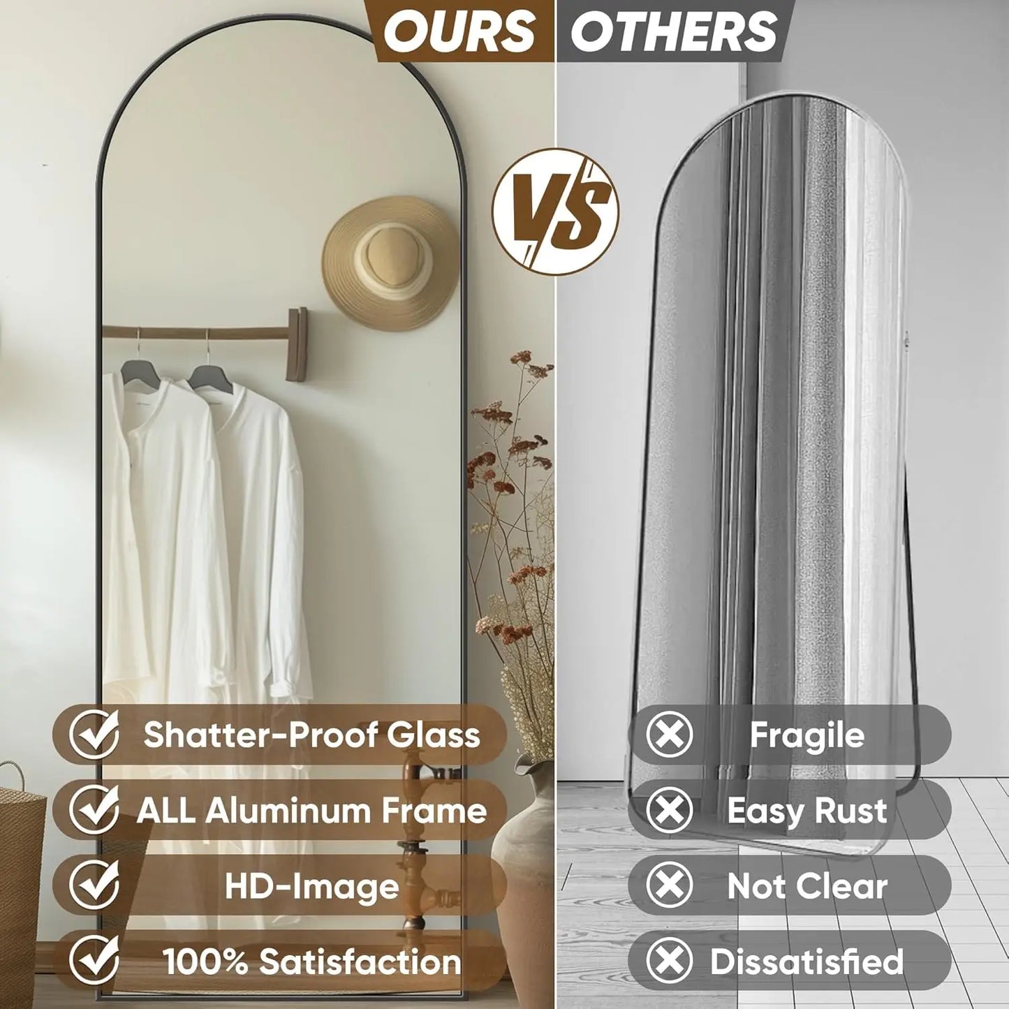 Full Length Mirror, 58"x18" Rectangular Full Body Mirror with Stand for Bedroom, Living Room, Cloakroom
