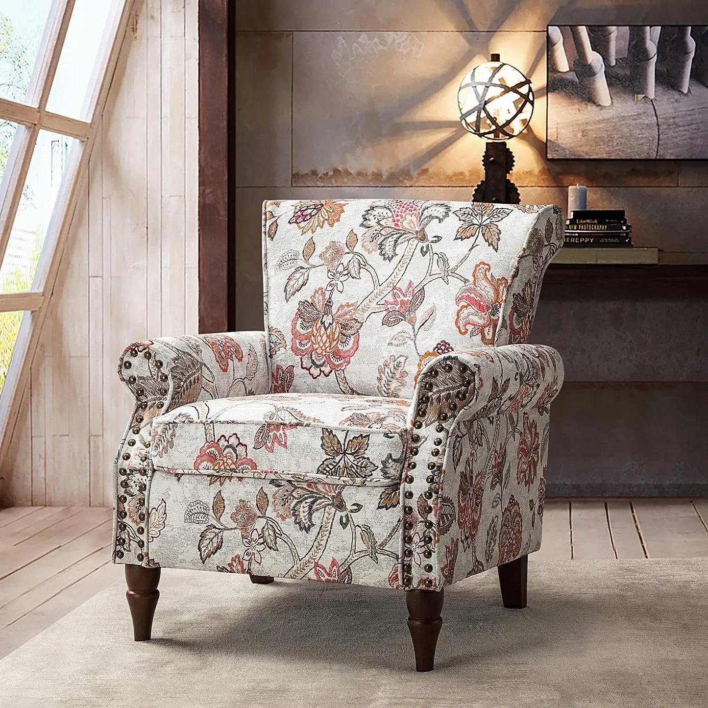 Modern Wingback Accent Chair with Wood Legs & Removable Cushion, Comfy Upholstered Armchair , Different Fabrics