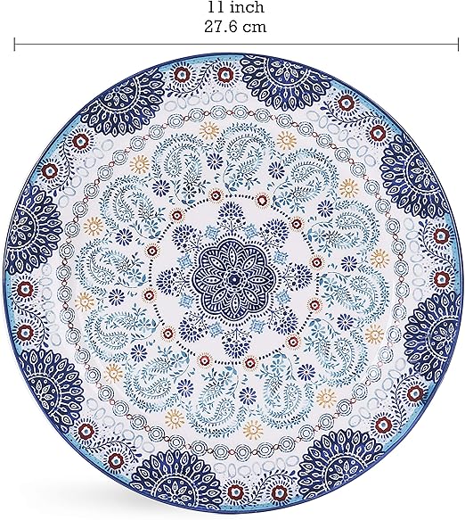 Blue Talavera Dinner Plates Set Of 4, Stylish Serving Dishes,