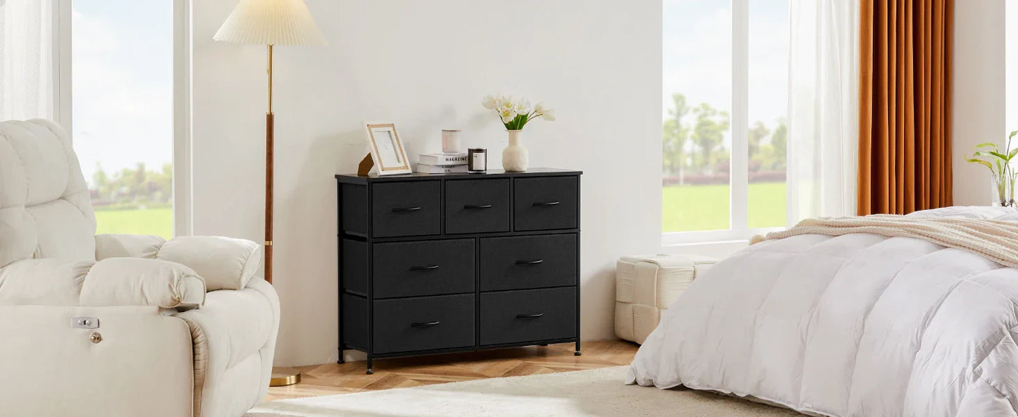 JHK Desser For Bedroom With 7 Fabric Drawers Closet Chest For Living Room Display Cabinet