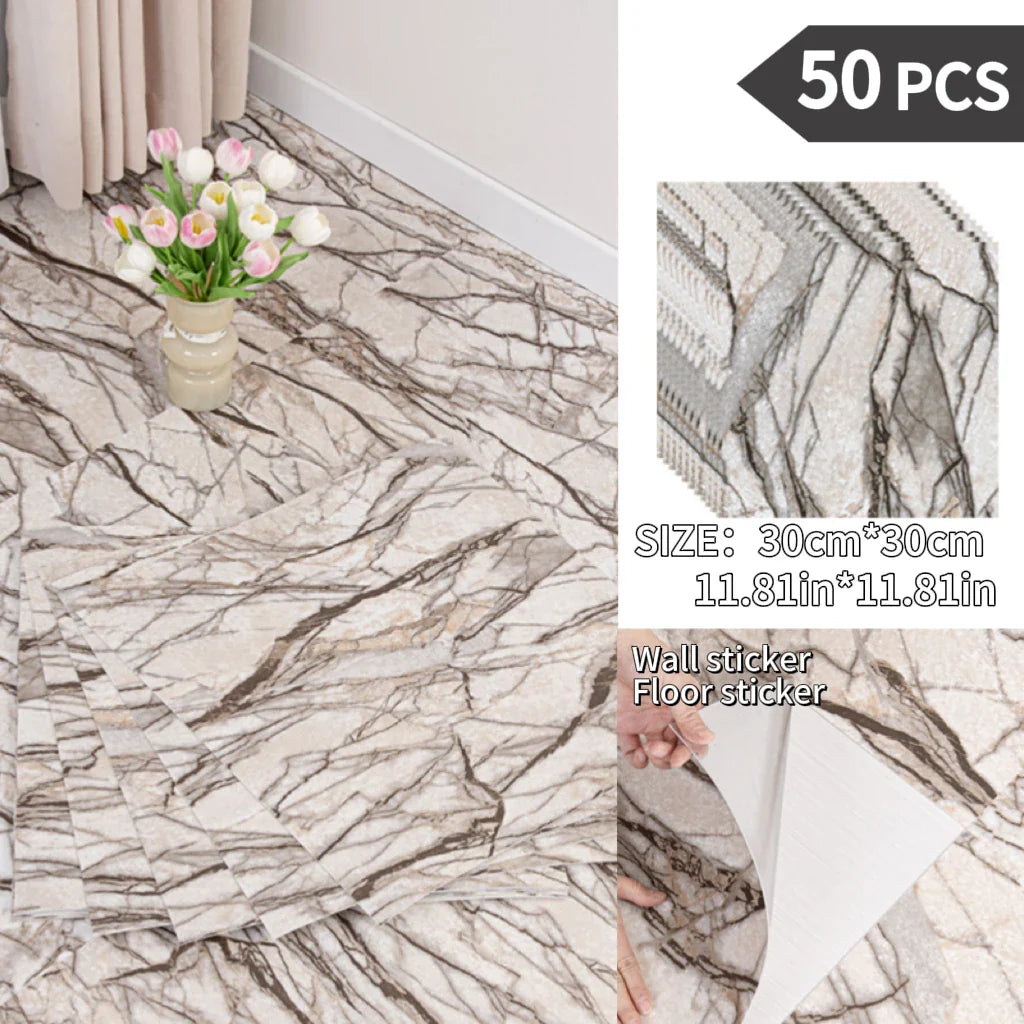 NINETAI Peel And Stick Floor Tile, 50pcs Vinyl Plank Wood Grain