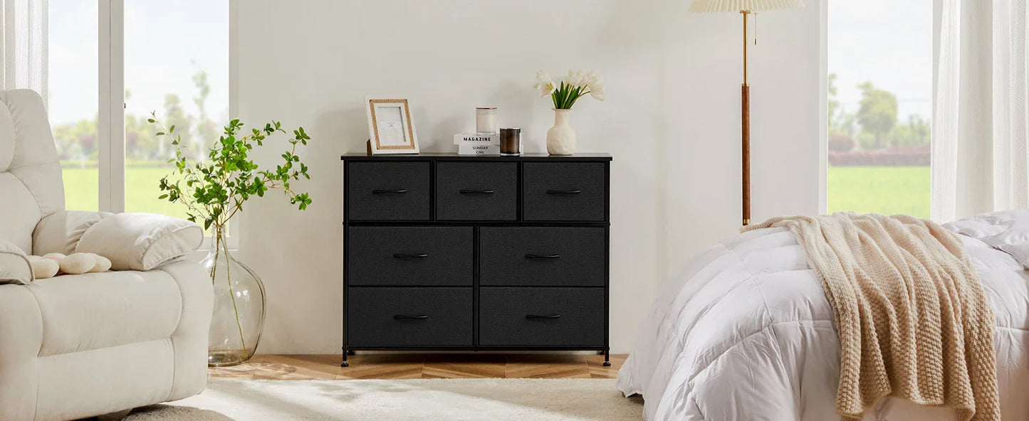 JHK Desser For Bedroom With 7 Fabric Drawers Closet Chest For Living Room Display Cabinet