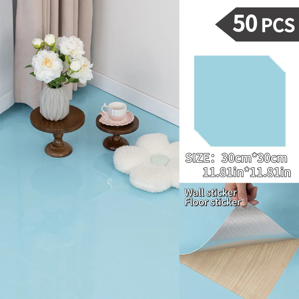 NINETAI Peel And Stick Floor Tile, 50pcs Vinyl Plank Wood Grain