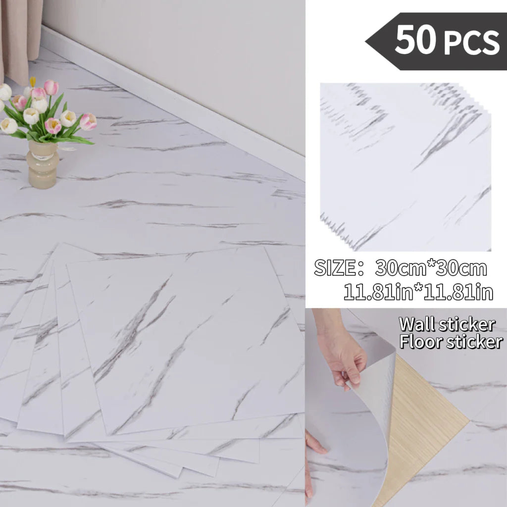 NINETAI Peel And Stick Floor Tile, 50pcs Vinyl Plank Wood Grain