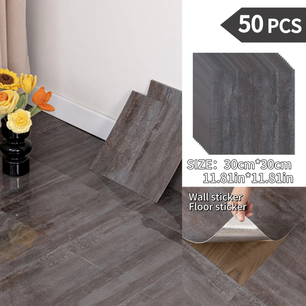 NINETAI Peel And Stick Floor Tile, 50pcs Vinyl Plank Wood Grain