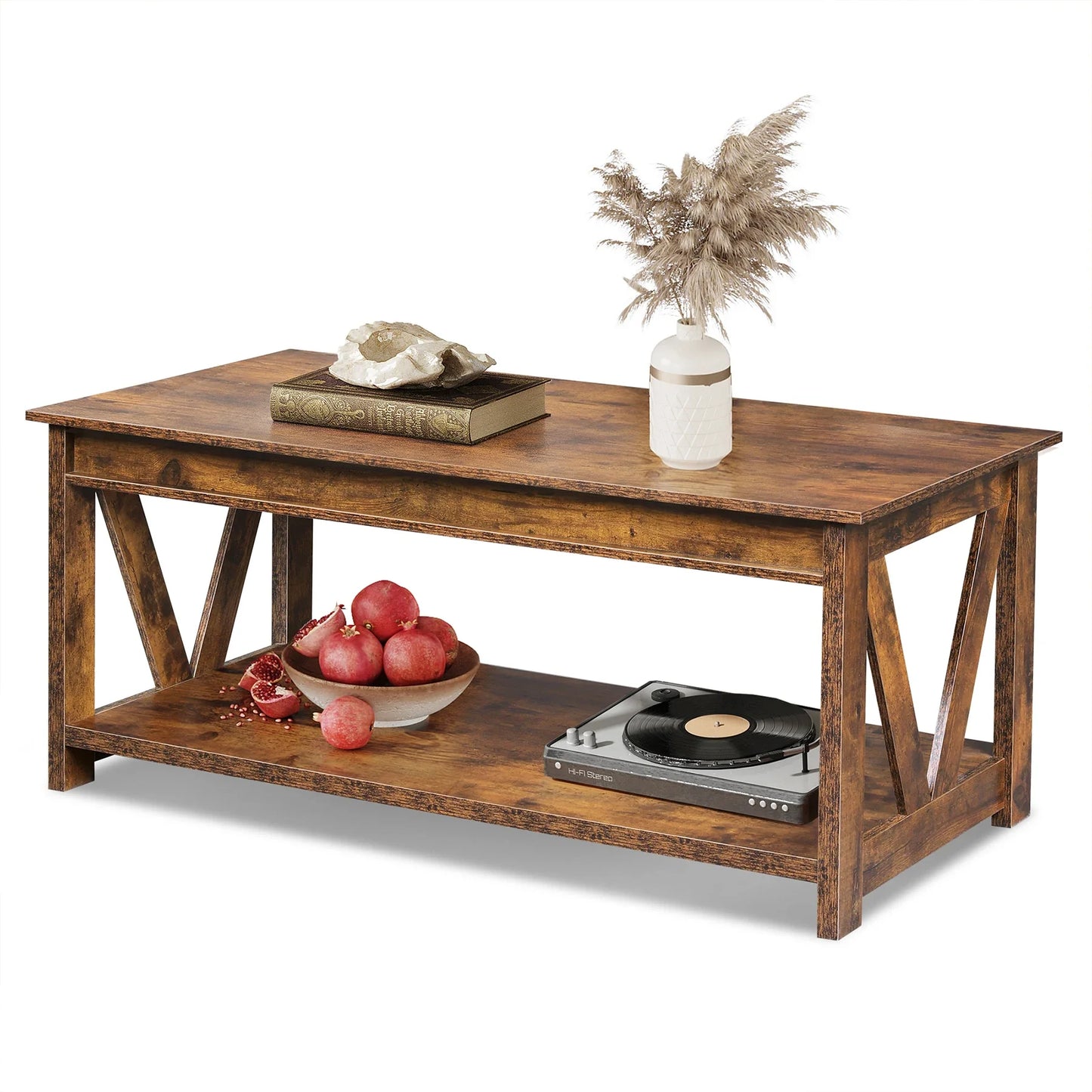 GALAXHERO Coffee Table Farmhouse Wood Center Table for Living Room Bedroom Office Balcony