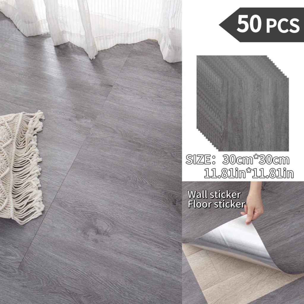 NINETAI Peel And Stick Floor Tile, 50pcs Vinyl Plank Wood Grain