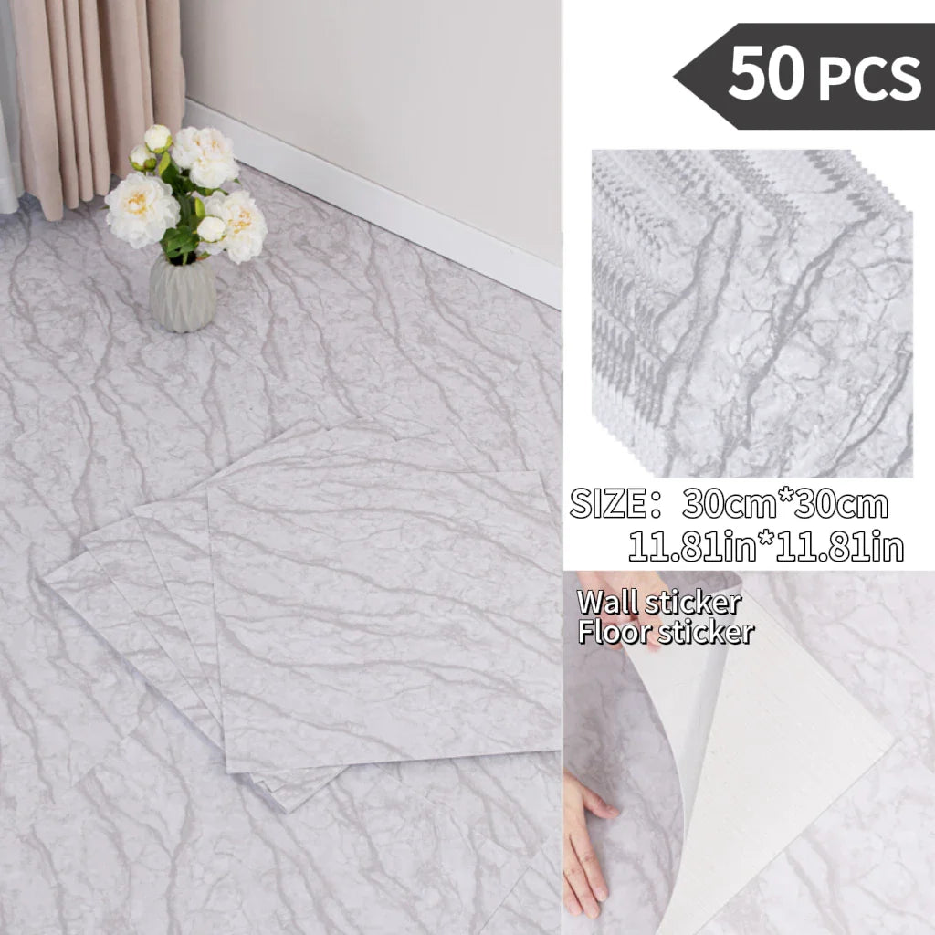 NINETAI Peel And Stick Floor Tile, 50pcs Vinyl Plank Wood Grain