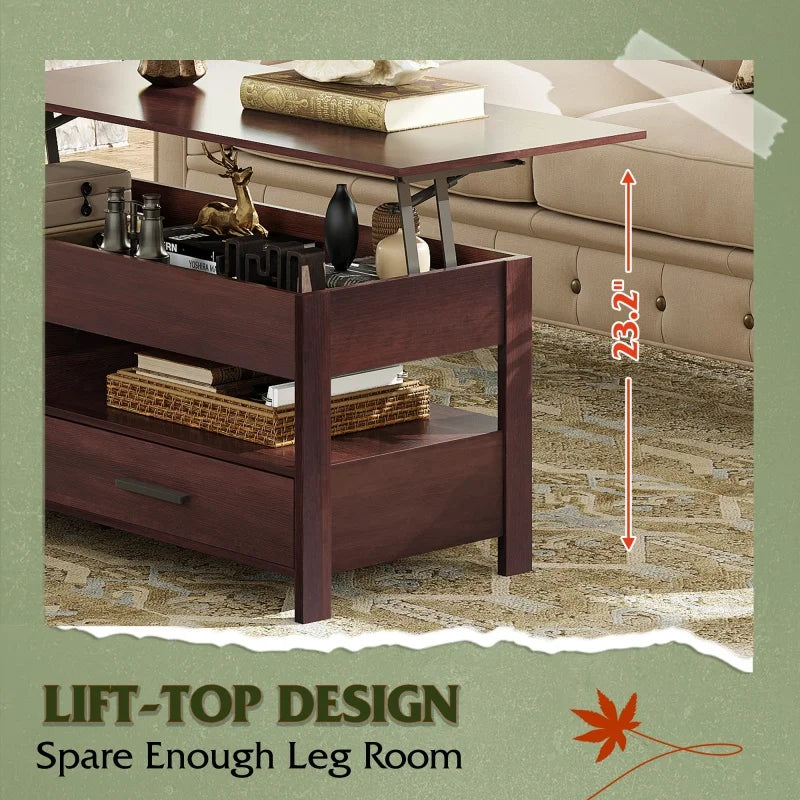 GALAXHERO Lift Top Coffee Table with Hidden Compartment for Living Room Reception Room