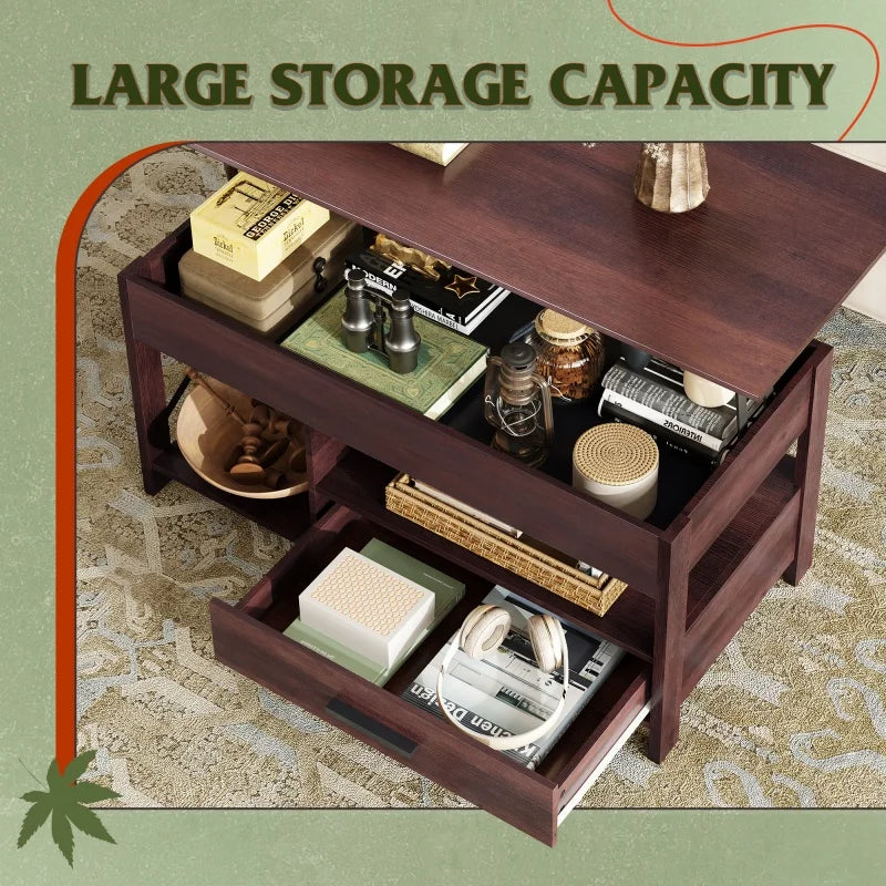 GALAXHERO Lift Top Coffee Table with Hidden Compartment for Living Room Reception Room