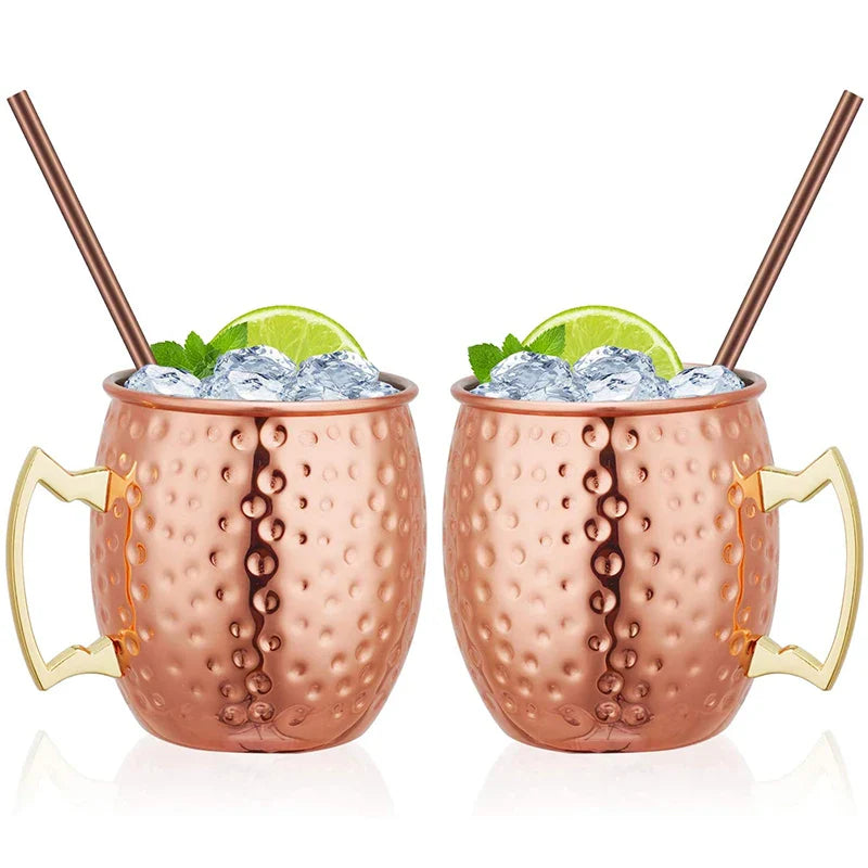 4PCS 550ml 18 Ounces Hammered Copper Plated  Moscow Mule Mug