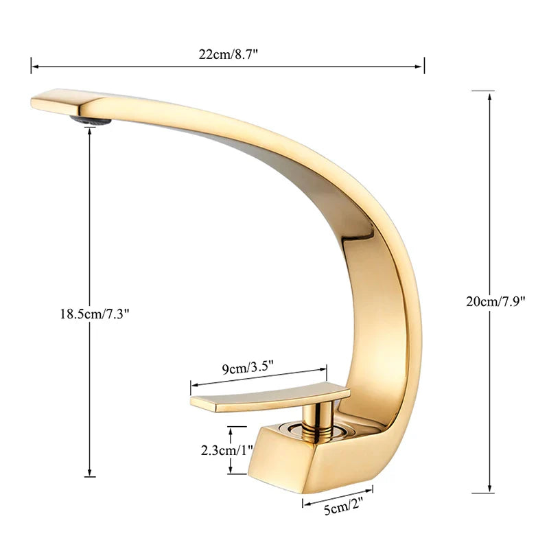 Luxury Brass Basin Faucet Deck Mounted Black Hot Cold Water Single Hole For Bathroom