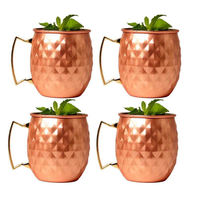 4PCS 550ml 18 Ounces Hammered Copper Plated  Moscow Mule Mug