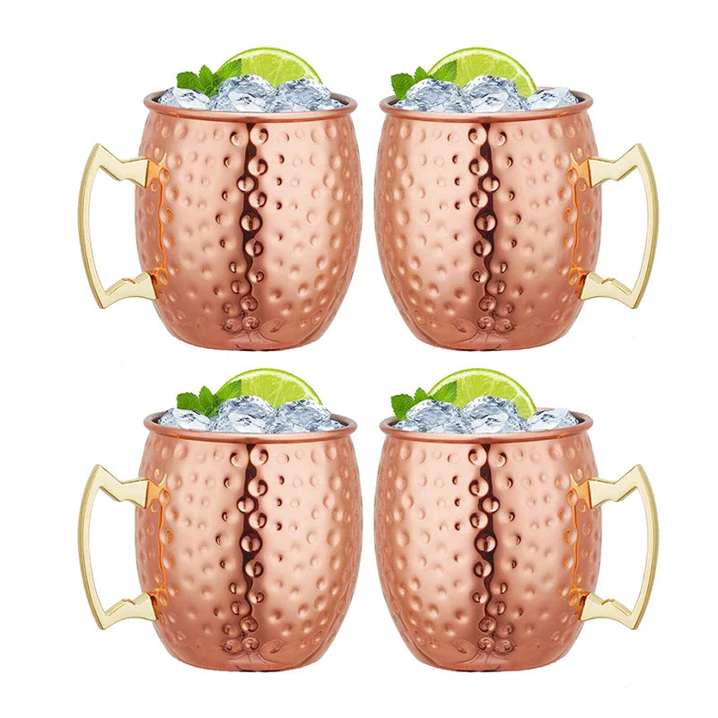 4PCS 550ml 18 Ounces Hammered Copper Plated  Moscow Mule Mug