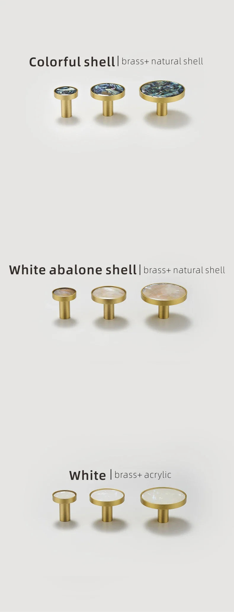 Dooroom Brass Furniture Handles Shell Simple Nordic Pastoral Cupboard Cabinet Drawer Round Colorful Pulls