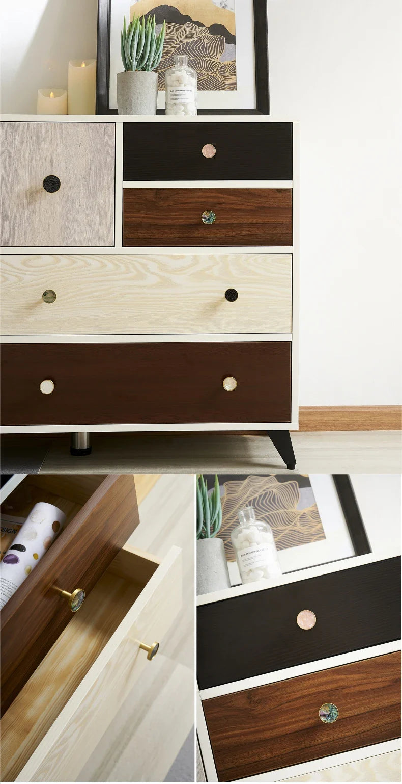 Dooroom Brass Furniture Handles Shell Simple Nordic Pastoral Cupboard Cabinet Drawer Round Colorful Pulls