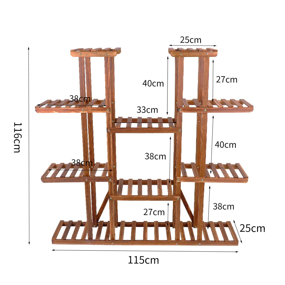 Multi-Tier Plant Stand, 46in Height Wood Flower Rack Holder Indoor Outdoor for Patio Gard