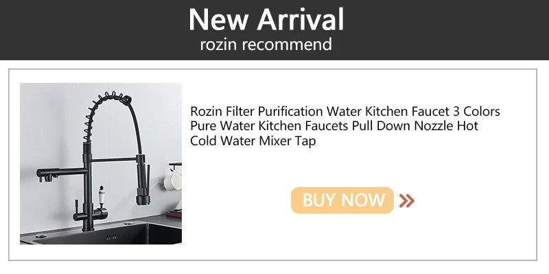Black Kitchen Faucet With Pull Down Spring Sprayer Deck Mounted Hot and Cold Water Mixer