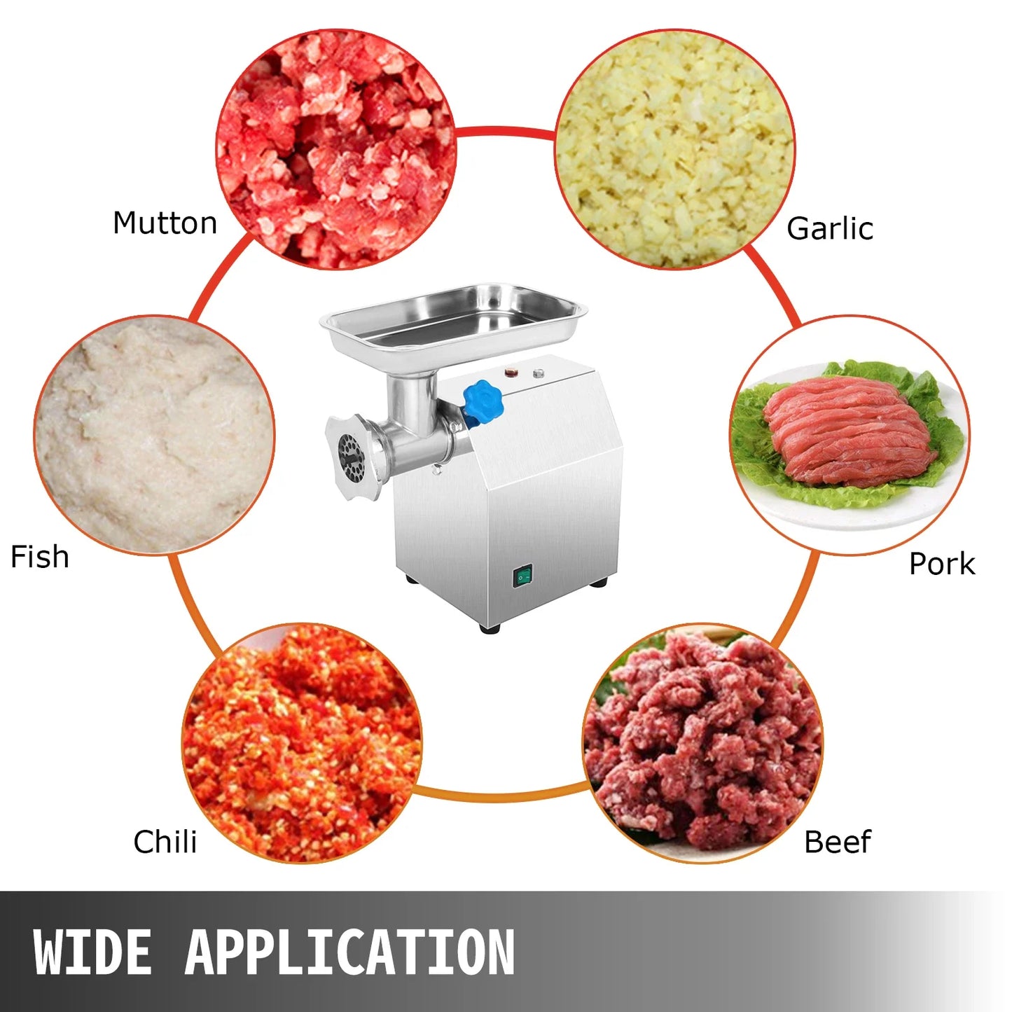 SucceBuy 250Kg/H Electric Meat Mincer Grinder Commercial Kitchen Chopper