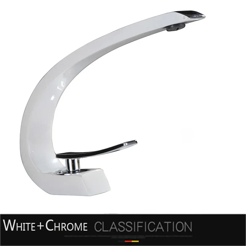 Luxury Brass Basin Faucet Deck Mounted Black Hot Cold Water Single Hole For Bathroom