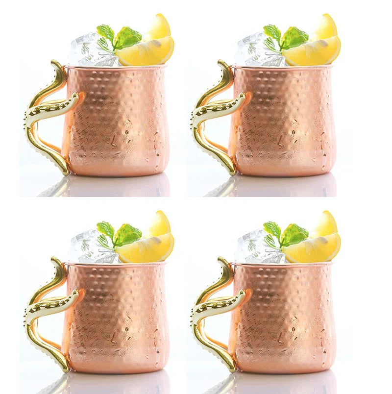 4PCS 550ml 18 Ounces Hammered Copper Plated  Moscow Mule Mug
