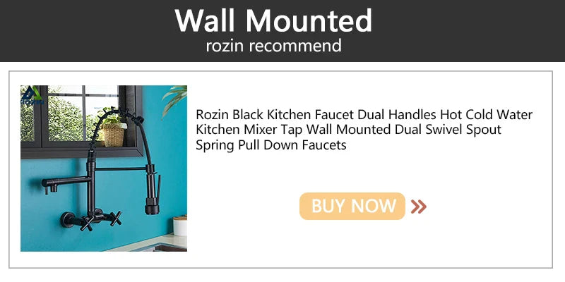 Black Kitchen Faucet With Pull Down Spring Sprayer Deck Mounted Hot and Cold Water Mixer