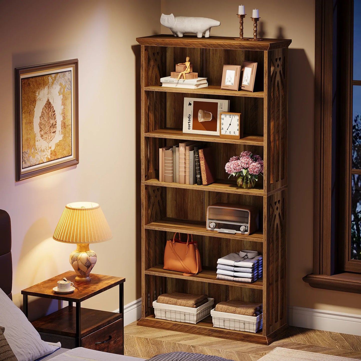 Tribesigns 6-Tier Bookshelf, 75-Inch Tall Bookcase,  Freestanding Display Shelves,