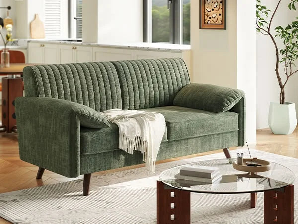 64.5" Loveseat Sofa, Chenille Loveseat, Small Couch for Living Room,  Love Seat