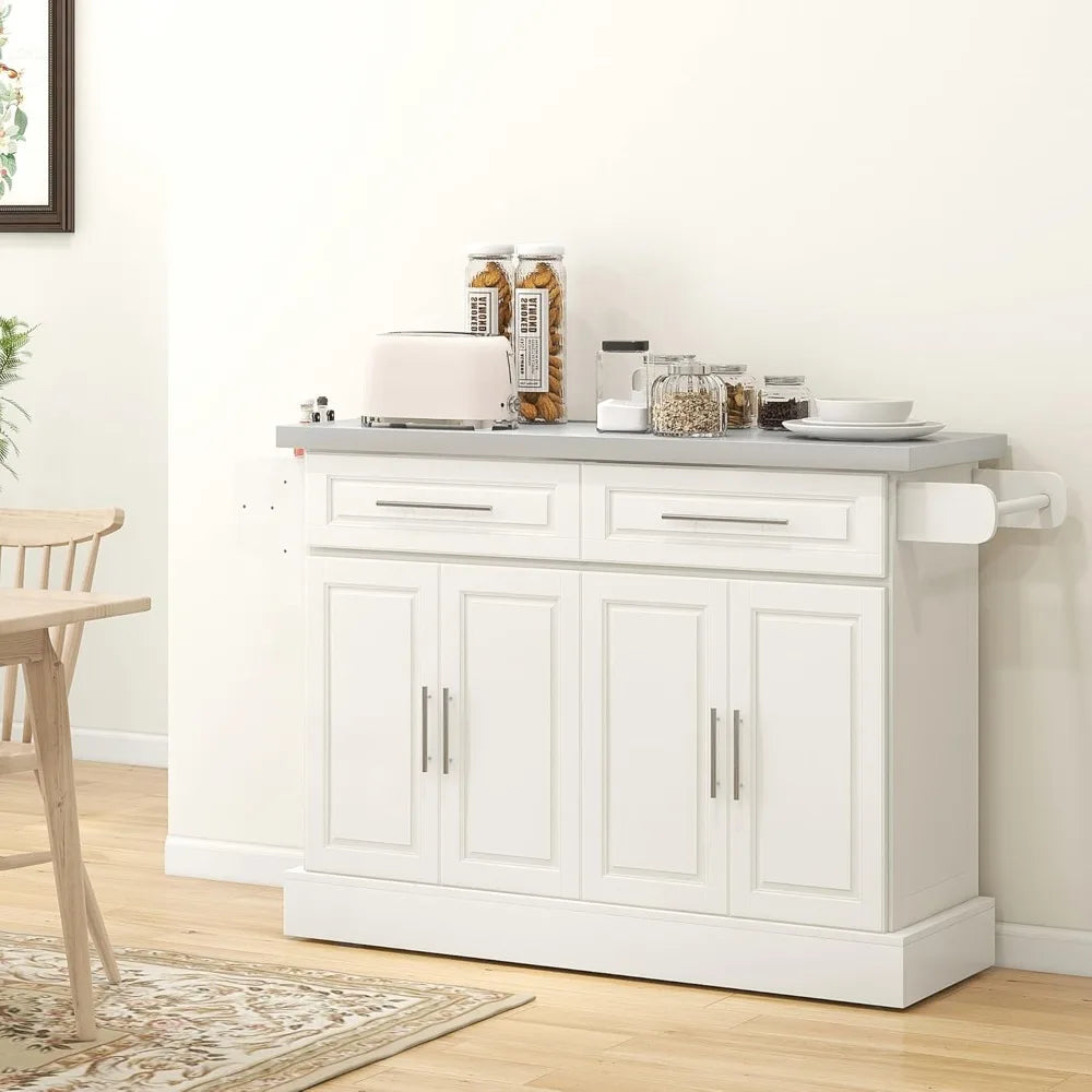Rolling Kitchen Island Cart with Wheels, Portable Island Table for Kitchen