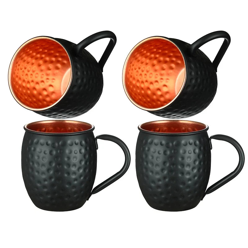 4PCS 550ml 18 Ounces Hammered Copper Plated  Moscow Mule Mug