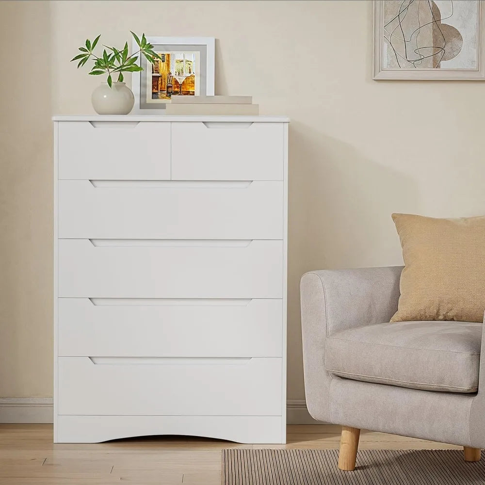 6 Drawer Dresser, Chest of Drawers  for Bedroom, Tall Dresser