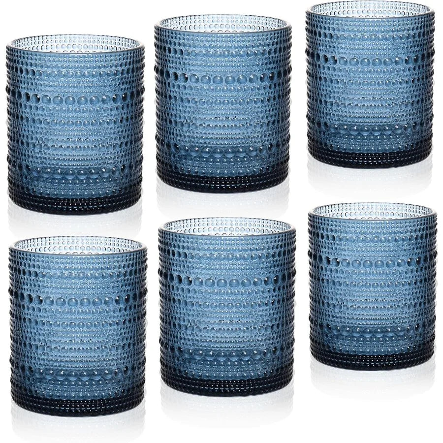 Cocktail Glasses 10 oz Hobnail Drinking Glasses Set of 6 Vintage Glassware