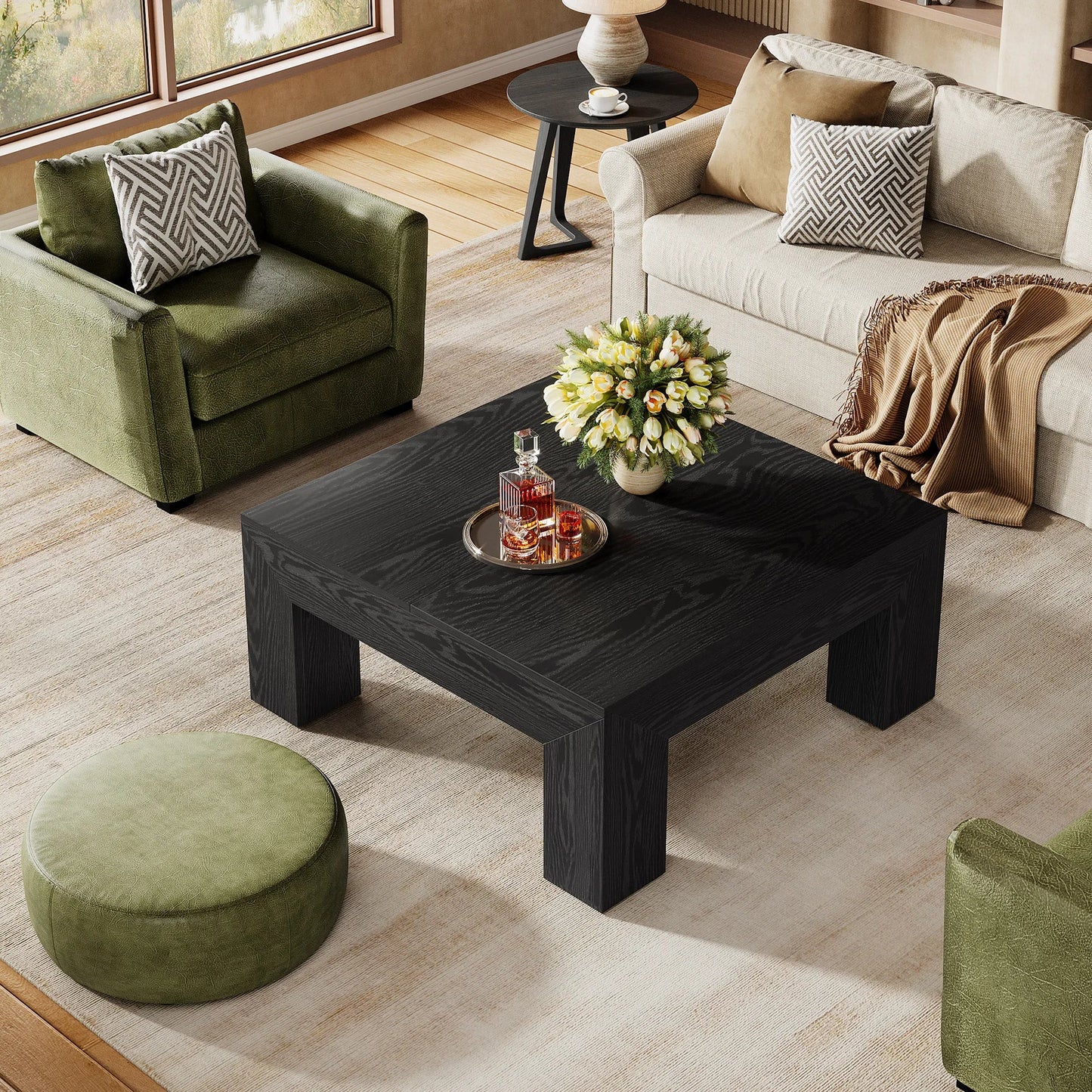 Tribesigns 39.4-Inch Square Coffee Table for Living Room, Farmhouse