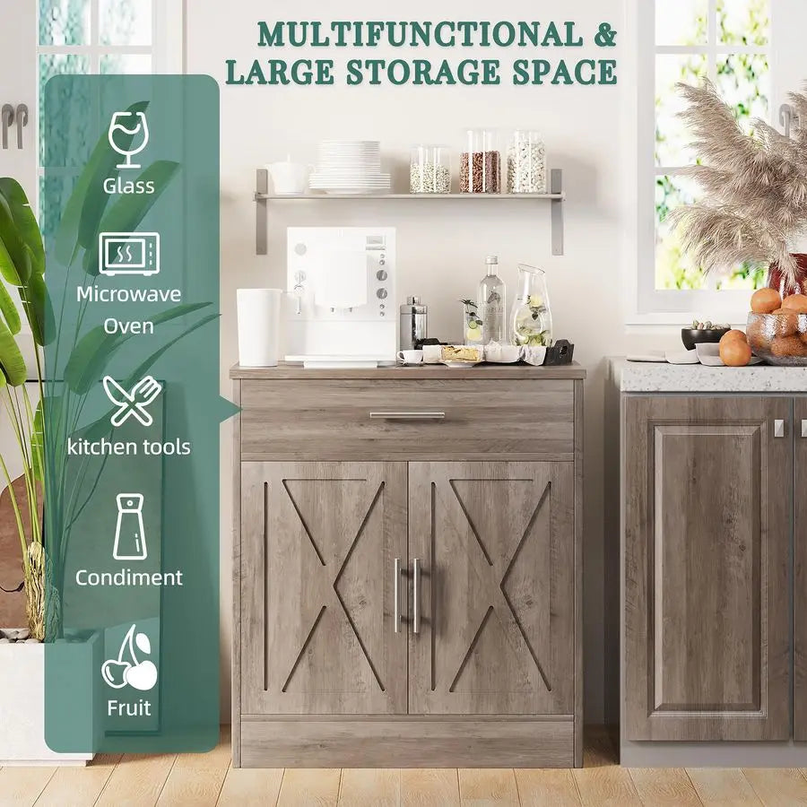 Farmhouse Storage Cabinets with Doors and Shelves,