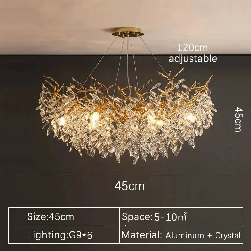2025 Luxury Gold Crystal LED Chandeliers Living Dining  Lustre Ceiling Pendant Lamps I