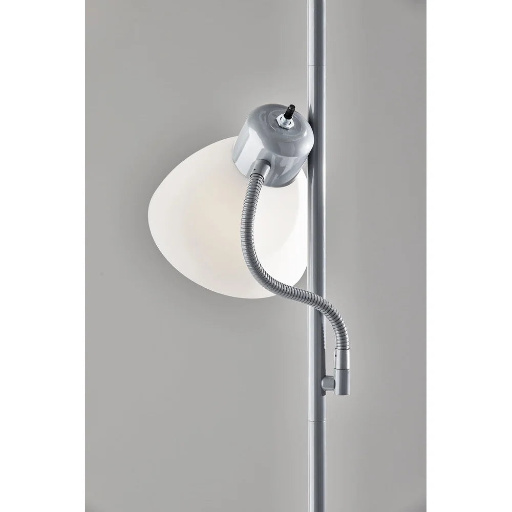 72 Inch Modern Floor Lamp with Adjustable Reading Light 3 Way Rotary Switch Plastic Shades Living Room Bedroom Office