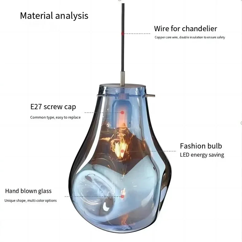 Modern Creative Colorful Glass Chandelier Contemporary Irregular Shape
